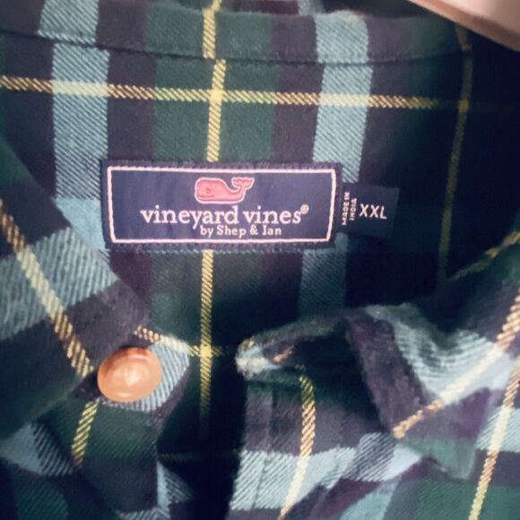 Vineyard Vines Flannel Shirt Mens XXL Blue Plaid Button Up Long Sleeves Tartan - Picture 3 of 9